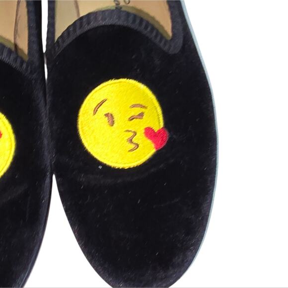 Del Toro Emoji Velvet Loafers Flats Shoes Black Italy smoking slippers SIZE 8.5 - Picture 6 of 12